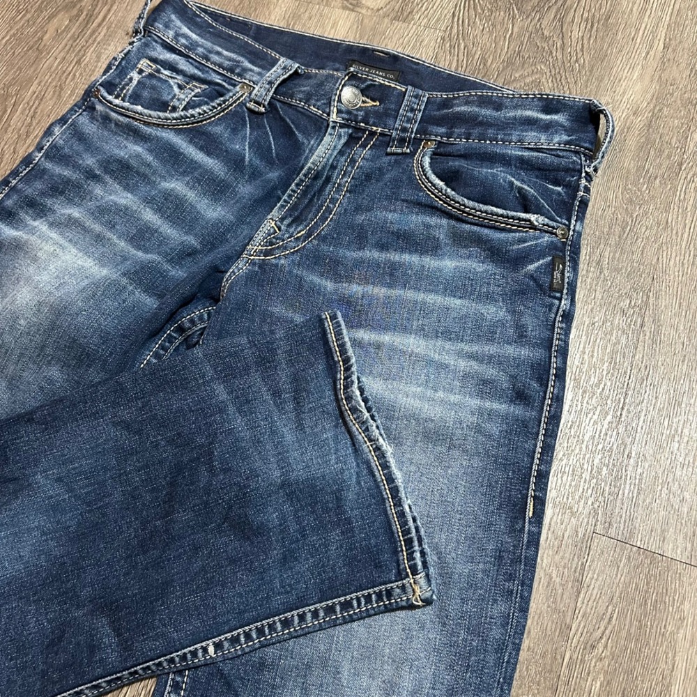 Silver Jeans Co Zac Jeans 30x34 Blue Relaxed Straight Leg Dark Wash Denim